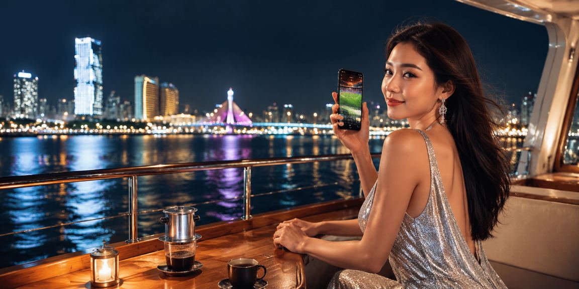 Người dùng Đà Nẵng phân tích kèo bóng đá và tỷ lệ cược qua điện thoại tại quán cà phê